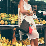 Raffia Bucket Bag Coffee Brown