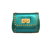 Mini Studded Crossbody - Metallic Green