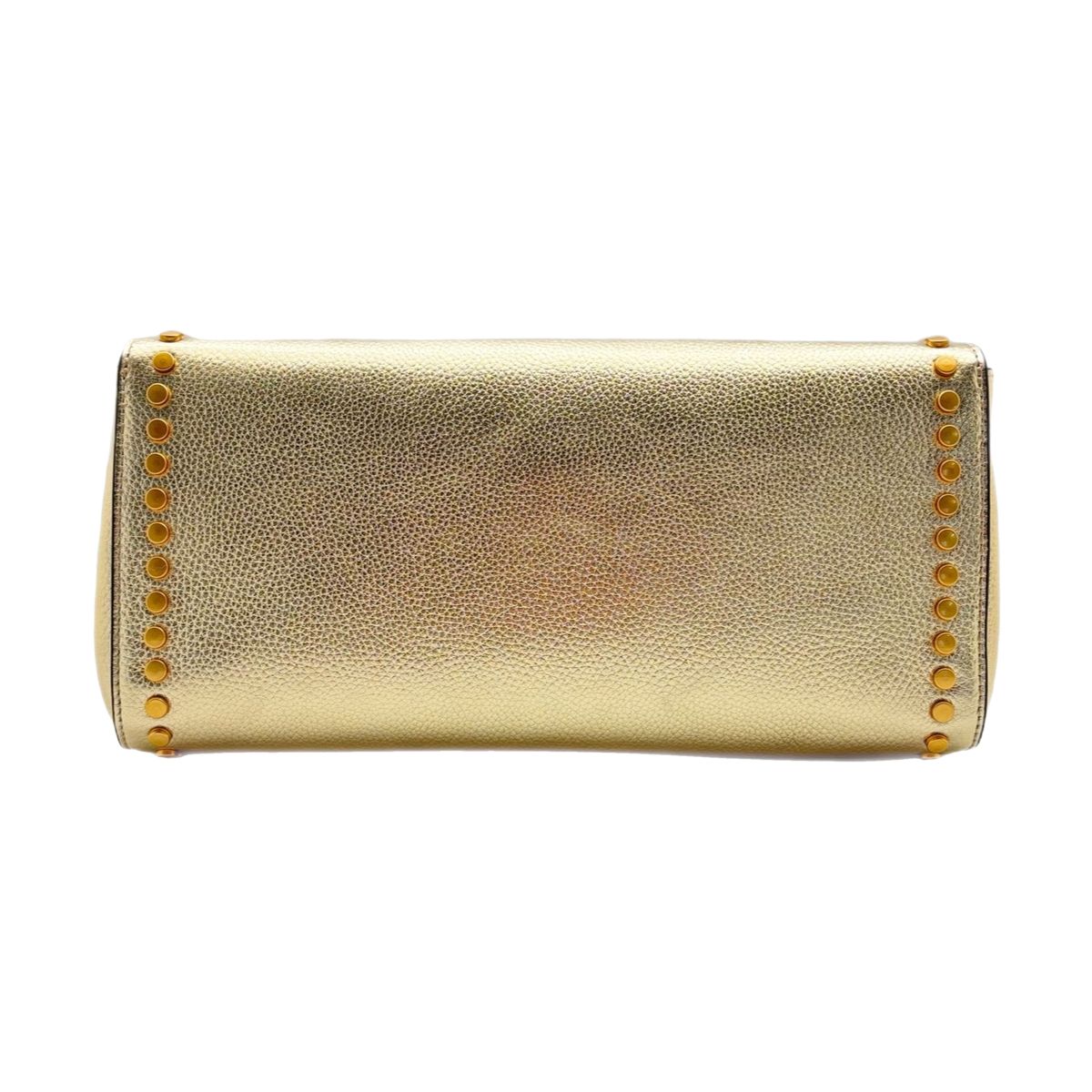 JENA Metallic Gold Slim Studded Clutch Bag