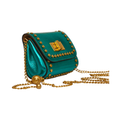 Mini Studded Crossbody - Metallic Green