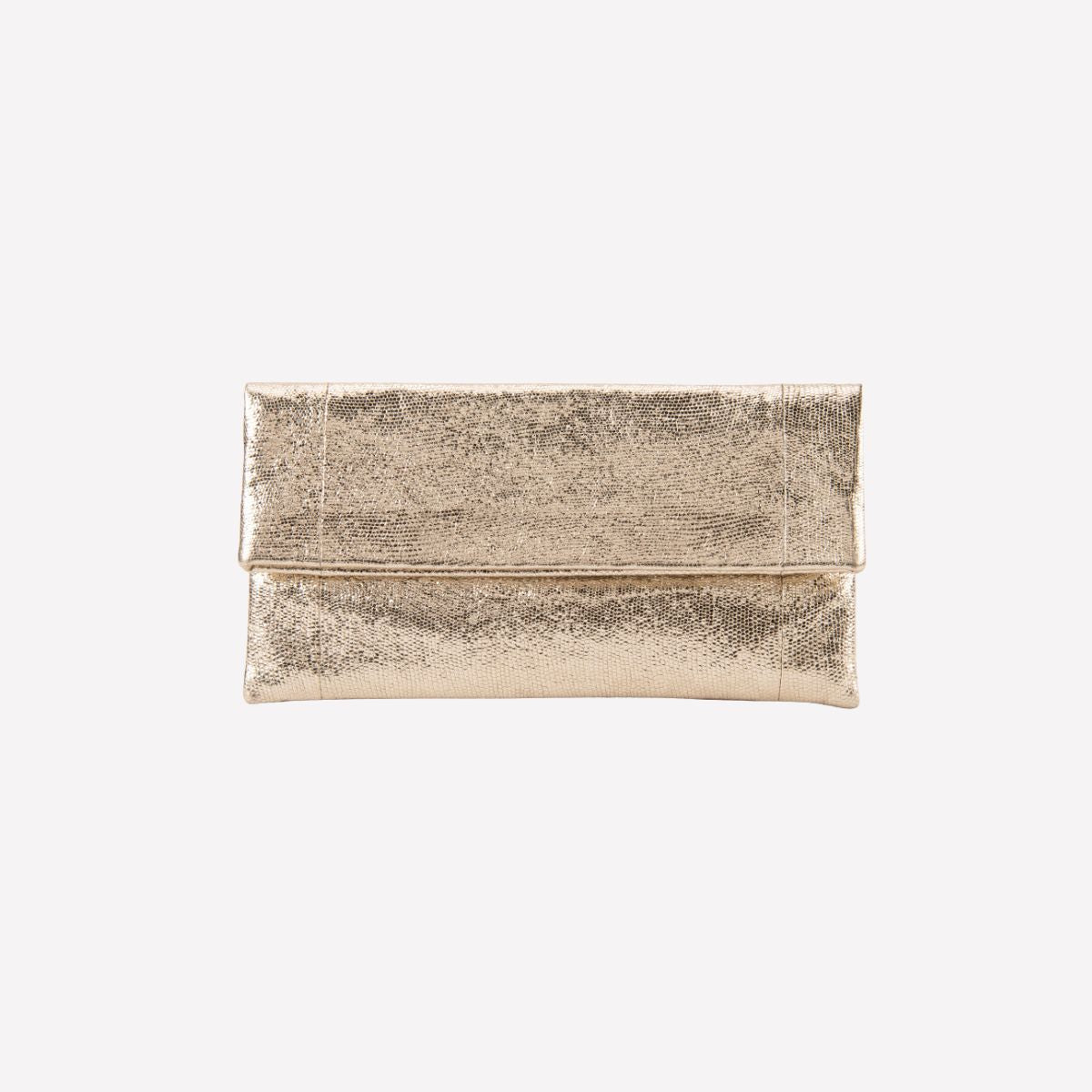 Foldover Champange Gold Mettalic Clutch