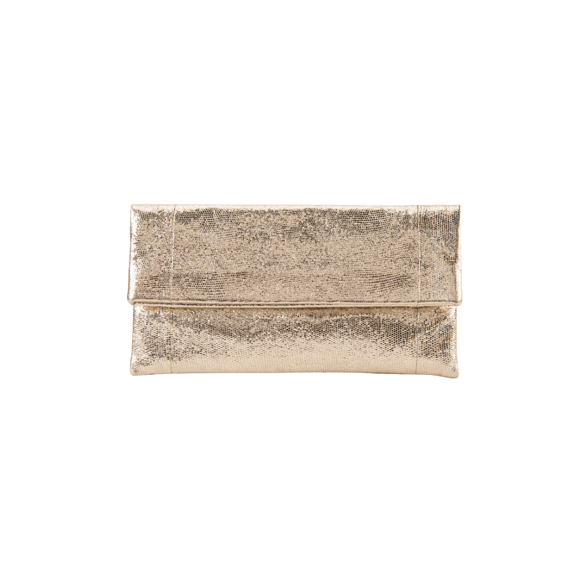 Foldover Champange Gold Mettalic Clutch
