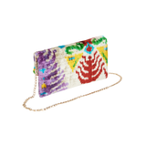 Velvet Silk Fold Over Clutch - Samba red multicolor
