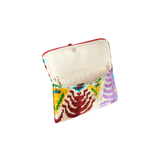 Velvet Silk Fold Over Clutch - Samba red multicolor