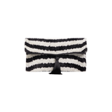 Velvet Silk Fold Over Clutch -  Black & White