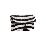 Velvet Silk Fold Over Clutch -  Black & White