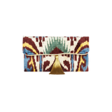 Velvet Silk Fold Over Clutch - Burgundy & Yellow