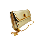 Slim Studded Clutch - Metallic Gold