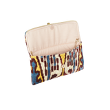 Velvet Silk Fold Over Clutch - Burgundy & Yellow