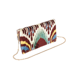 Velvet Silk Fold Over Clutch - Burgundy & Yellow