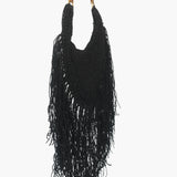 Raffia Hobo with Tassel - Black