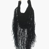 Raffia Hobo with Tassel - Black