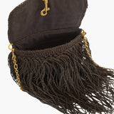 Raffia Crossbody - Coffee Brown