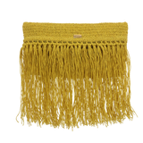 Raffia Foldover Clutch with Tassel - Lime Green