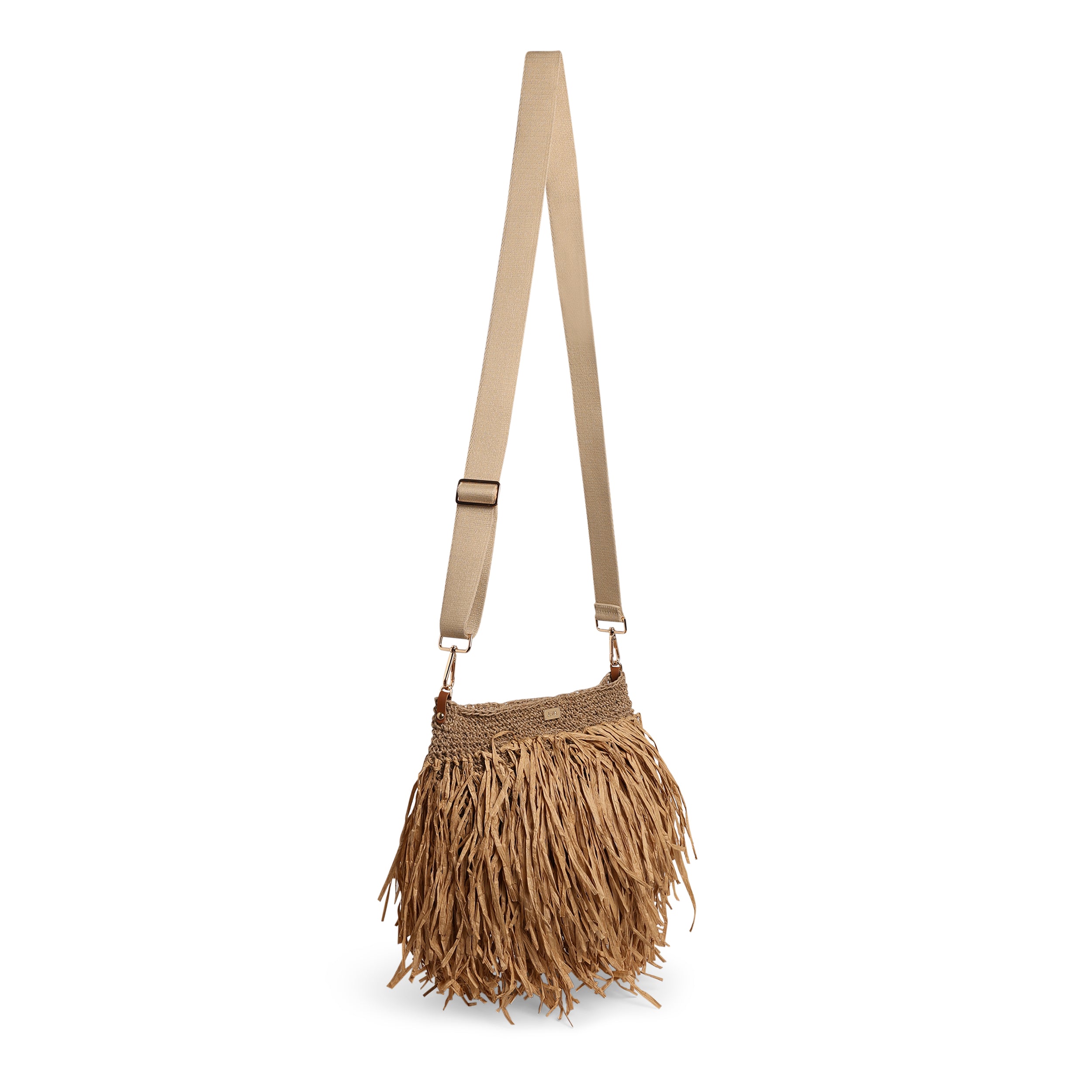 Raffia Fringed Bucket - Natural