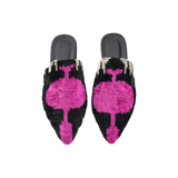 JENA Mules - Black & Rani Pink