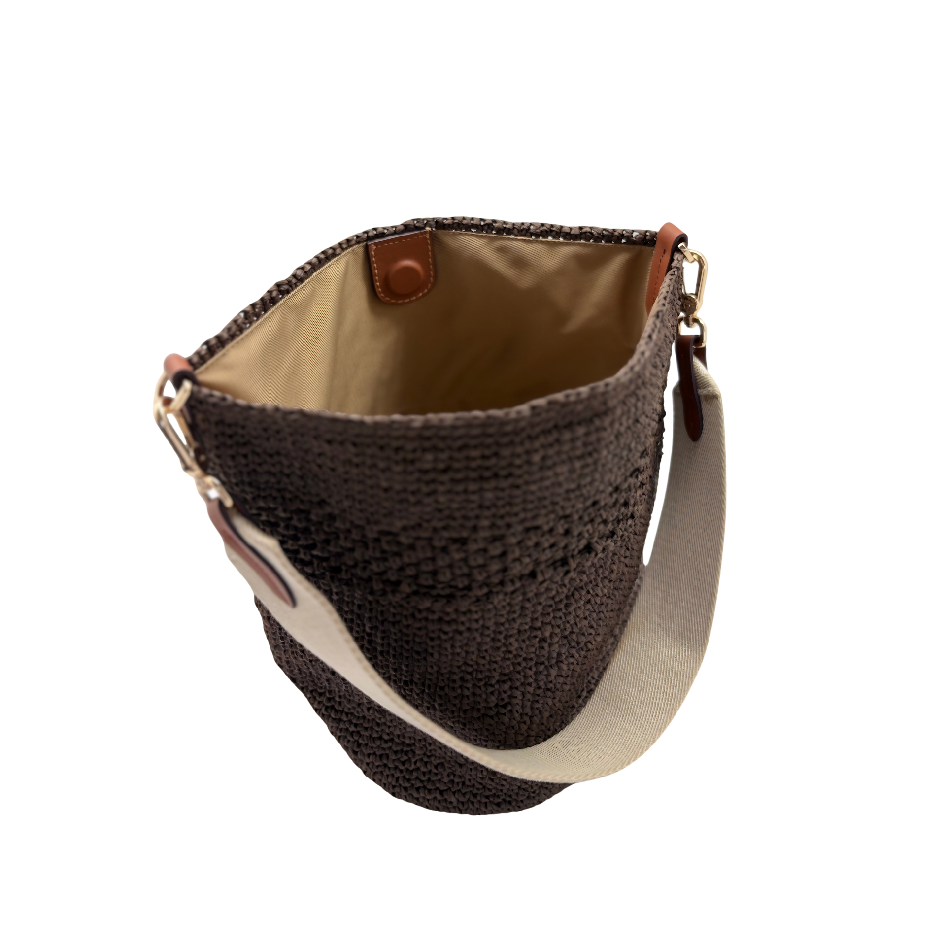 Raffia Bucket Bag Coffee Brown