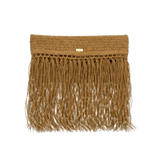 Raffia Foldover Clutch with Tassel - Natural