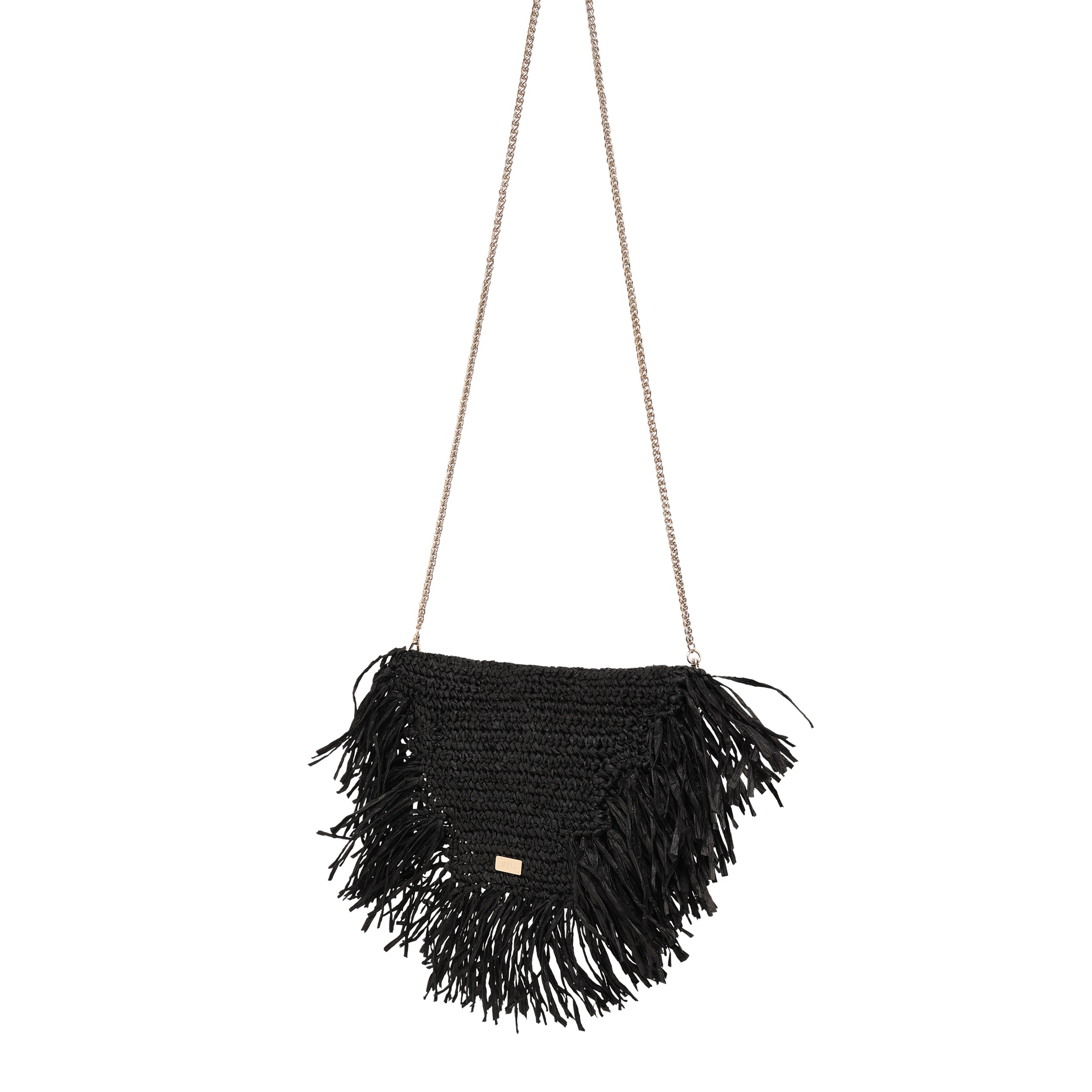 Raffia Moon Bag - Black