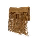 Raffia Foldover Clutch with Tassel - Natural