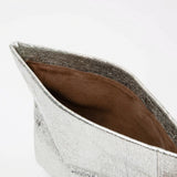 Foldover Silver Mettalic Clutch