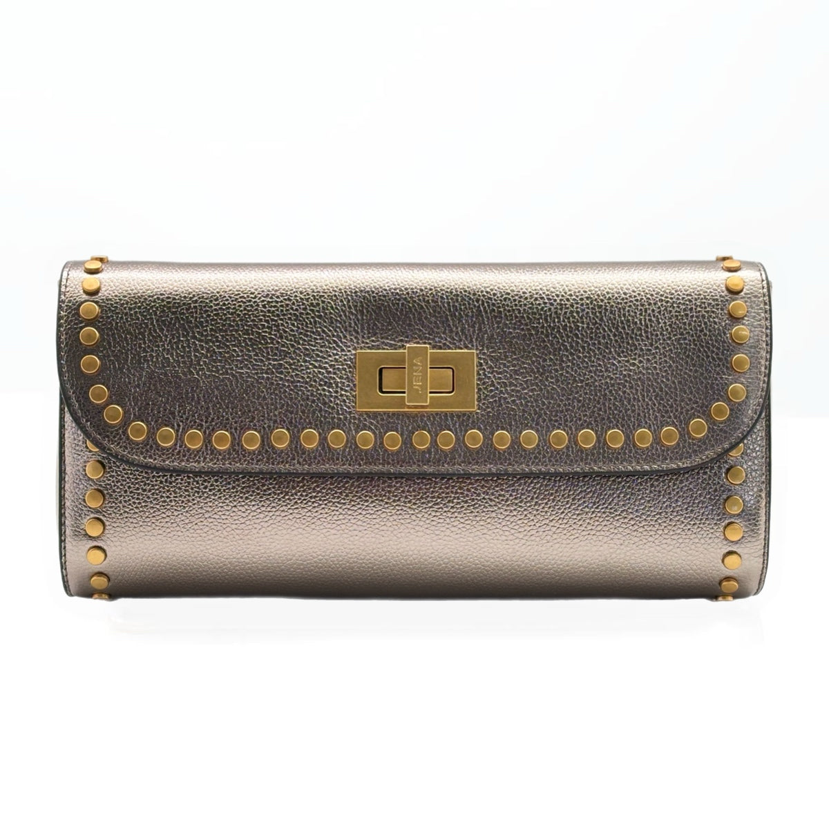 Slim Studded Clutch - Mettalic Pewter
