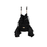 Raffia Bucket with Tassels - Black