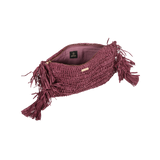 Raffia Clutch with Side Tassels - Purple