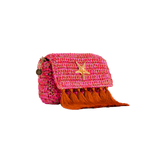 3 Weave Raffia Crossbody - Pink & Orange