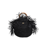 Raffia Bag with Bamboo handle - Black
