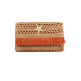 Raffia Clutch with gold star fish - Natural