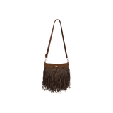 Raffia Fringed Bucket - Coffee brown
