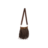 Raffia Fringed Bucket - Coffee brown