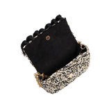 3 Weave Raffia Crossbody - Black & Gold