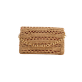 Raffia Clutch with gold star fish - Natural