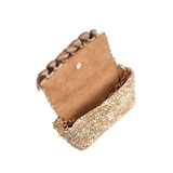 3 Weave Raffia Crossbody - Beige & Gold