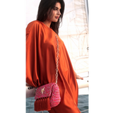 3 Weave Raffia Crossbody - Pink & Orange