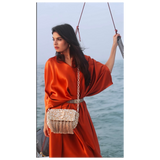 3 Weave Raffia Crossbody - Beige & Gold