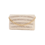 Raffia Clutch with gold sea shell - off white