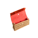 Raffia Clutch with gold star fish - Natural