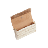 Raffia Clutch with gold sea shell - off white