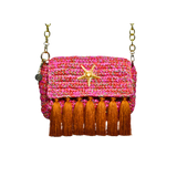 3 Weave Raffia Crossbody - Pink & Orange