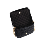 Raffia Crossbody with gold seahorse - Black