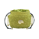 Raffia Bucket Bag - Lime green