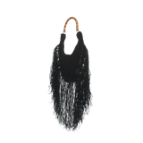 Raffia Hobo with Tassel - Black