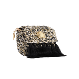 3 Weave Raffia Crossbody - Black & Gold