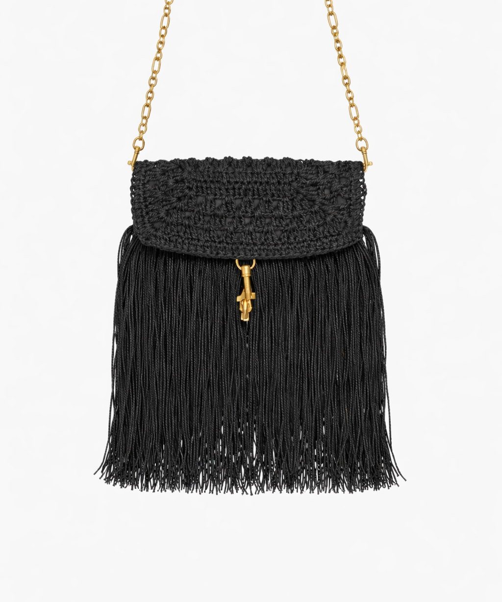 Raffia Crossbody - Black