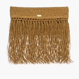 Raffia Foldover Clutch with Tassel - Natural